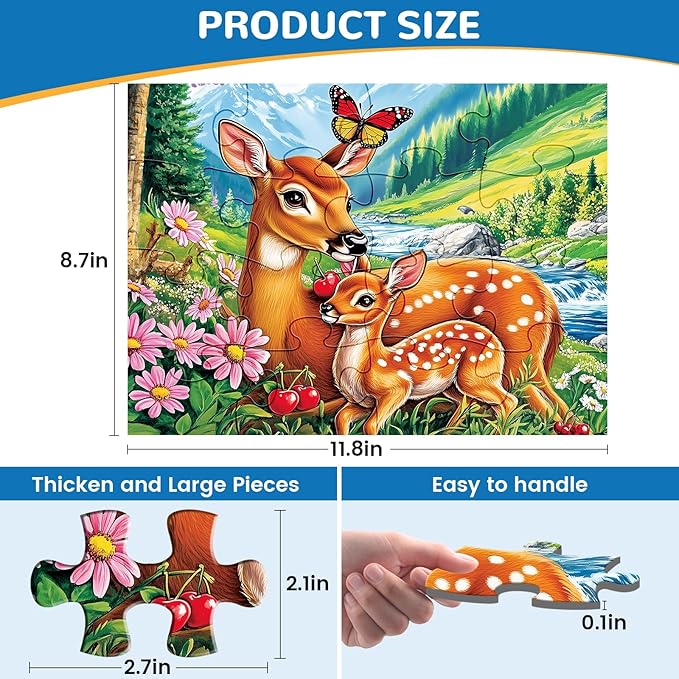 6 Packs 16 Large Piece Puzzle for Seniors, Dementia Alzheimer's Products Activities for Elderly Adults, Easy Puzzle Alzheimer’s Memory Cognitive Game Gift for Patient in Nursing Home