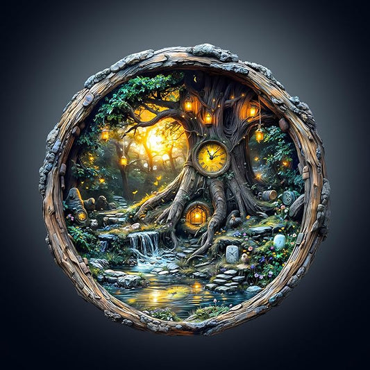 Wooden Puzzles for Adults 200 Pices, Magic Time Tree 3D Wooden Puzzles for Adults, Magic Time Tree Irregular Jigsaw Puzzles, 3D Visual Flat Puzzels, Finished Puzzle Size is 11.4 x 11.4in