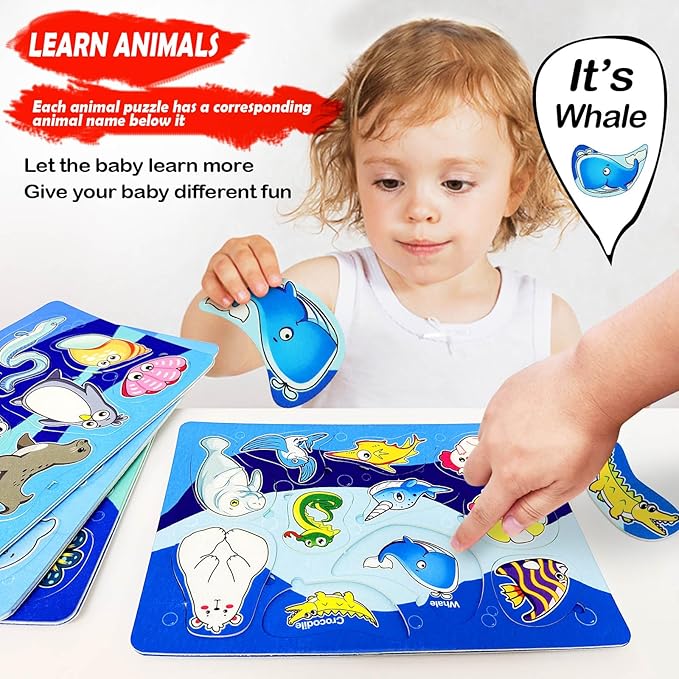 4 Pack 40 Pieces Felt Ocean Theme Zoo Animals Forest Ocean Toys for Toddlers Puzzles Educational Toddler Montessori Learning Matching Game Christmas Birthday Gifts Toys for Kids Felt Busy Board