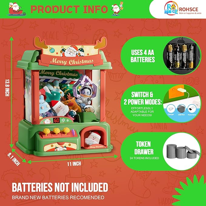 Claw Machine for Kids, Mini Vending Machines Arcade Claw Game Prizes Toy, Indoor Electronic Cool Fun Toys for Girls Birthday Gifts for 6 7 9 10 12 Years Old