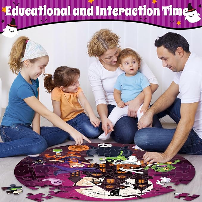 70PCS Halloween Floor Puzzles for Kids, Jumbo Floor Puzzle for Kid Age 3-5 Toddler Floor Puzzle Educational Learing for Kids