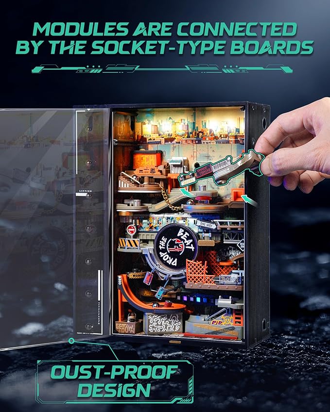 ROKR Marble Run Mechanical 3D Puzzles for Adults& Teens, DIY Miniature Model Building Kit, Parallel World Hip-Hop Street MR03S