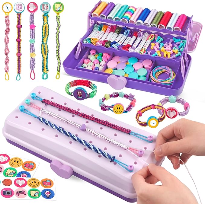 Hewaurorion Friendship Bracelet Making Kit Toys, Arts and Crafts String Maker Tool for Kids Ages 8-12, Bracelet DIY Christmas Birthday Present Gifts for Teen Girls (Purple)