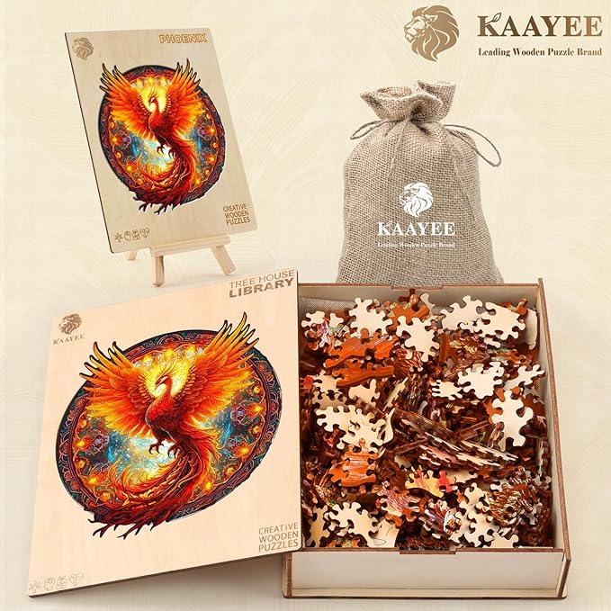 KAAYEE Wooden Jigsaw Puzzles-Wooden Puzzle Adult Unique Shape Advanced Phoenix Wooden Jigsaw Puzzle for Adult,Fathers, Family Puzzles 11.8 * 10.9in 200pcs
