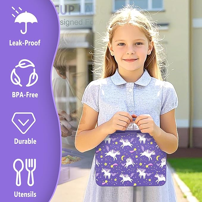 Chill Lunch Box Kids, Leak Proof Adult Bento Box with Ice Pack, 6 Compartment Lunch Container with Utensils for Girl Boy Back to School, 5.5-Cup Capacity, Dishwasher Safe, BPA Free