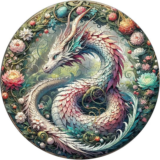 Wooden Puzzles for Adults - Mandala Dragon Wood Puzzles Adult - Unique Animal Shape Wooden Jigsaw Puzzles for Adults - Birthday Gifts for Puzzle Lovers, Family (13.3 * 13.3in)