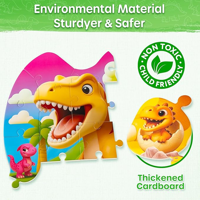 SYNARRY Dinosaur Floor Puzzles for Kids Ages 4-6, Large 45 Piece Floor Puzzles for Kids Ages 3-5, Dinosaur Puzzles for 4-8 Years Old, Educational Toys Gifts for 3 4 5 6 7 8 Years Old Boys Girls Child