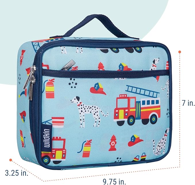 Wildkin Kids Insulated Lunch Box – Durable and Reusable for School & Travel - Firefighters