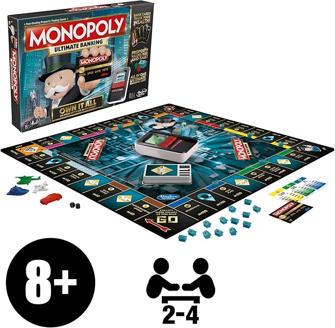 Hasbro Gaming Monopoly Ultimate Banking Edition Board Game for Families and Kids Ages 8 and Up, Electronic Banking Unit (Amazon Exclusive)