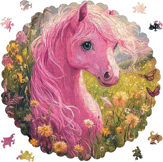 Wooden Puzzles for Adults, Cute Horse Jigsaw Puzzles, 200 Pieces Adults Puzzles, Best Gifts for Puzzle Lover, Family Brain Game 11.2x11.1 inch