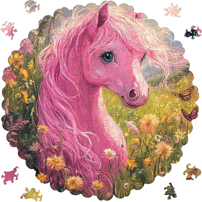 Wooden Puzzles for Adults, Cute Horse Jigsaw Puzzles 500 Pieces, Adults Puzzles, Best Gifts for Puzzle Lover, Family Brain Game, 16.5x16.3 inch