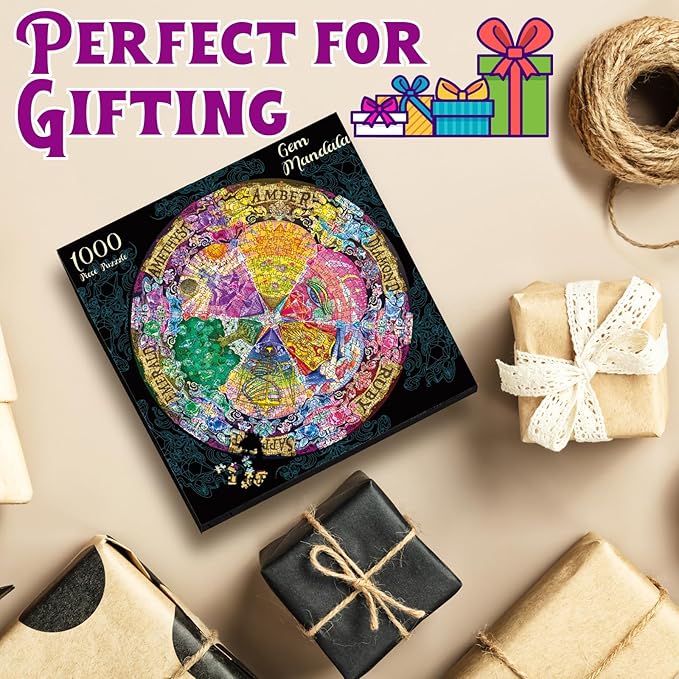 Antelope - 1000 Piece Mandala Puzzle for Adults, Gem Mandala Jigsaw Puzzles 1000 Pieces,1000 Piece Round Puzzles, Butterfly Puzzles, High Resolution, Matte Finish, Smooth Edging, No Dust