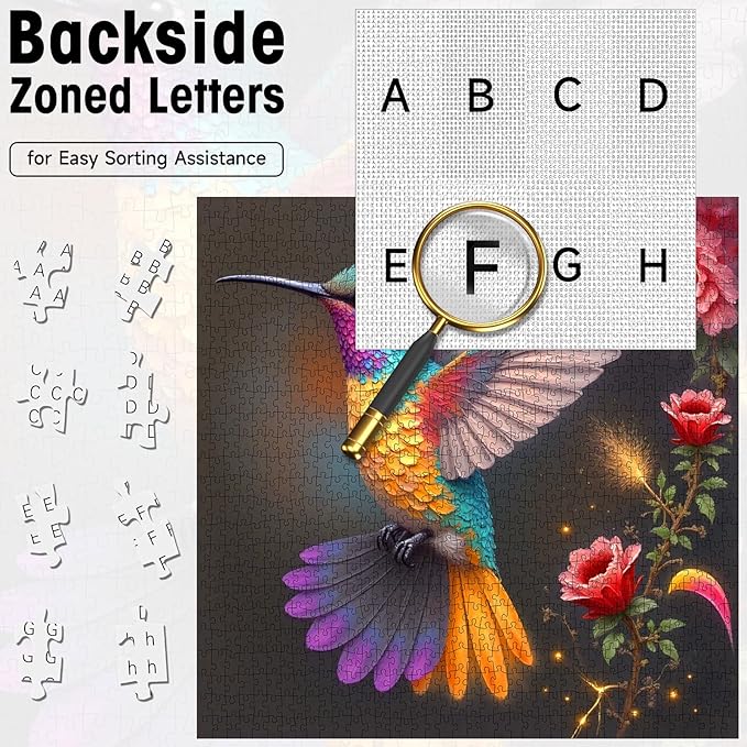 Hummingbird Puzzle 1000 Pieces for Adults - Vibrant Flower Fantasy Art Jigsaw Puzzles for Adults 1000 Pieces, Challenging Nature Puzzle for Relaxation, Wall Decor (22.8x22.8in)