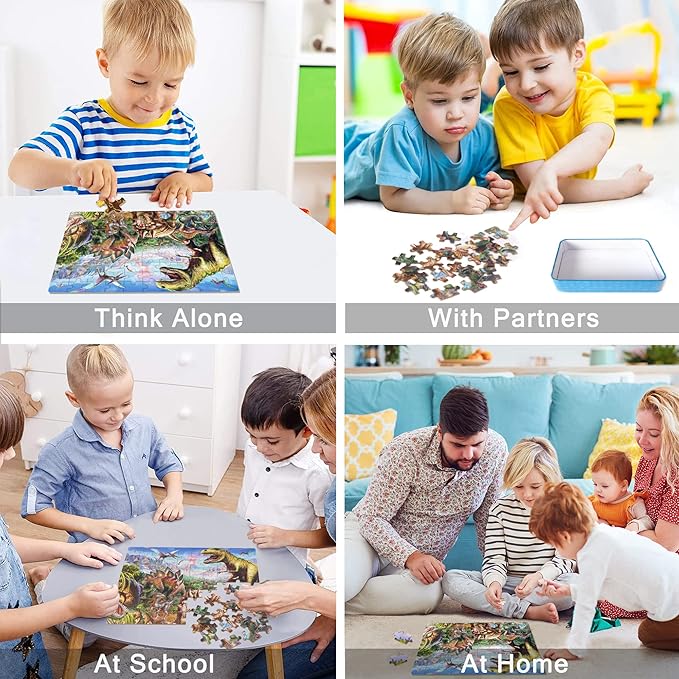LELEMON Puzzles for Kids Ages 4-8,Tyrannosaurus 100 Piece Puzzles for Kids,Educational Kids Puzzles Ages 6-8 Jigsaw Puzzles in a Metal Box,Dinosaur Puzzles for Kids Ages 5-8 Cool Puzzle Games Toys