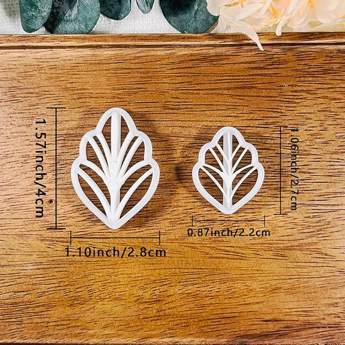 Polymer Clay Cutters Leaf & Feather Shapes – 2 Sizes Clay Earring Cutters for Polymer Clay Jewelry, Molds and Tools for DIY Dangle Earrings