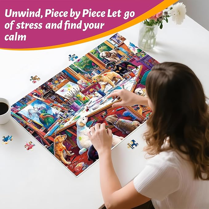 300 Piece Puzzle for Adults – Dog Jigsaw Puzzle for Kids Adults Seniors – Eco-Friendly Recycled Paper Puzzle 300 Pieces – Fun and Challenging Family Game Gift for All Ages (20.5" x 15")
