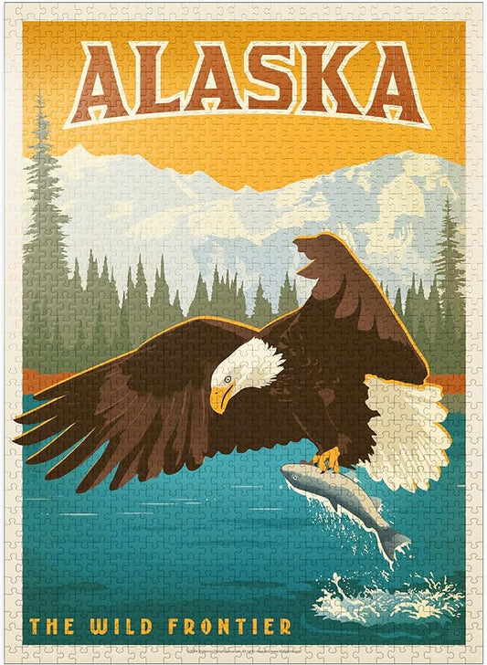 MyPuzzle Alaska: Eagle, Vintage Poster - Premium 1000 Piece Jigsaw Puzzle for Adults
