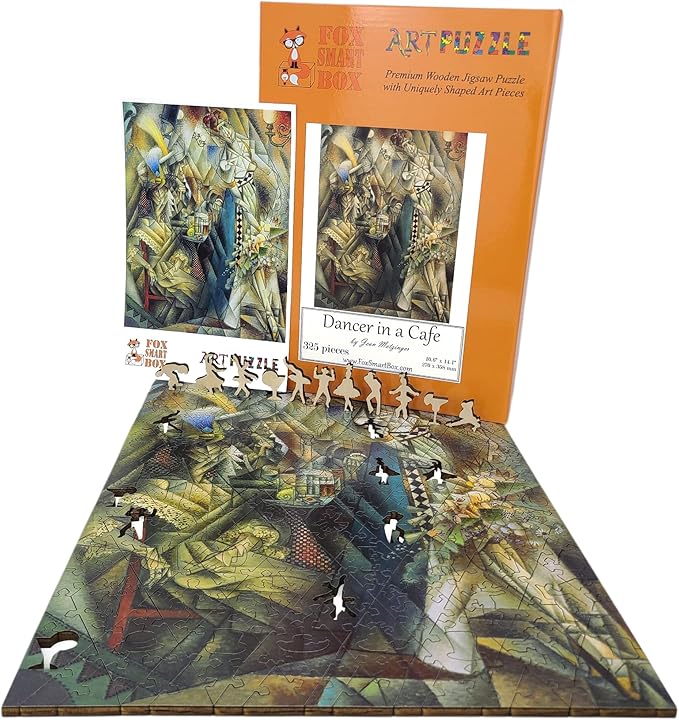 Wooden Puzzle for Adults - Uniquely Shaped Pieces - Made in The USA by FoxSmartBox - 325 Pieces - Dancer in a Cafe