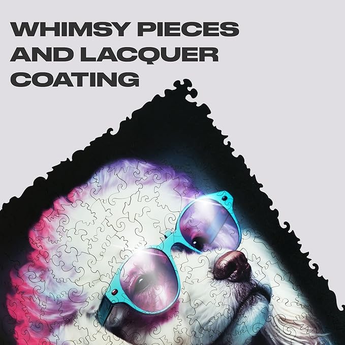 UNIDRAGON Original Wooden Jigsaw Puzzles - Pop Art Glow Up Collection - Sir Poodle - Dog Puzzle 250 Pieces, Beautiful Gift Package, Wooden Puzzle for Adults