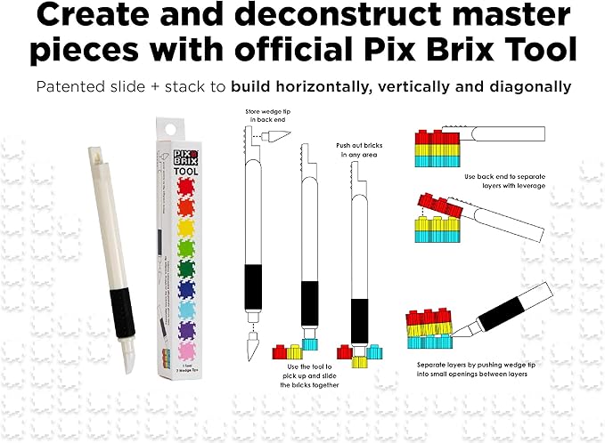 Pix Brix Pixel Art Puzzle Bricks - The Great Wave Off Kanagawa Pixel Puzzle, 4,187 Pieces - Patented Colorful Building Bricks to Recreate This Famous Print, Create Builds Without Water, Iron or Glue