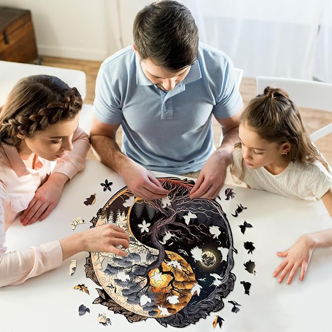 Wooden Puzzles for Adults, 200 Pieces Tree of Life Puzzle Uniquely Irregular Animal Shaped Wooden Jigsaw Puzzles, Creative Gift for Teenagers and Adults