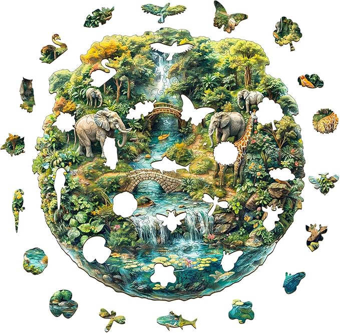 Wooden Puzzles for Adults - Spherical Forest Wood Puzzles Adult - Unique Animal Shape Wooden Jigsaw Puzzles for Adults - Birthday Gifts for Puzzle Lovers, Family (11.4 * 11.3in)
