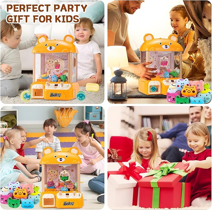 Mini Claw Machine for Kids | Arcade Game Toy Claw Machine Electric Candy Bear Vending Machine Toy with LED Lights & Adjustable Sound, Christmas Birthday Gifts for Girls Ages 4+