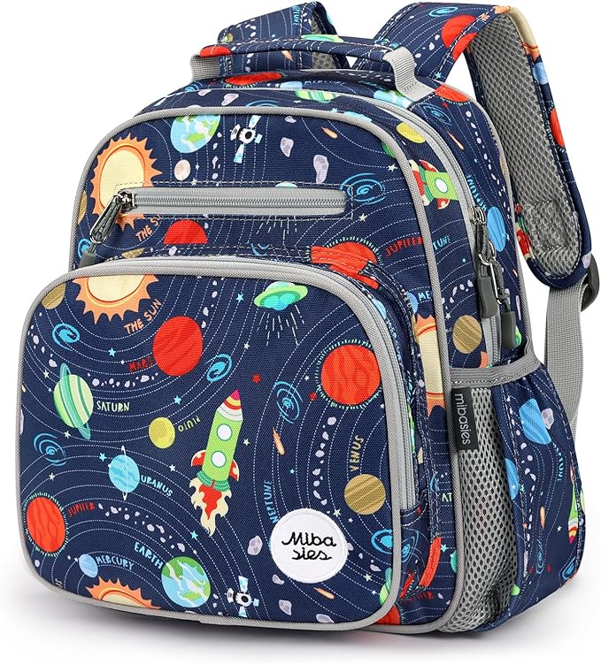 mibasies Toddler Backpack for Boys 2-4: Cute Kids Backpacks Boys - Preschool Kindergarten Backpack - Galaxy LightGray
