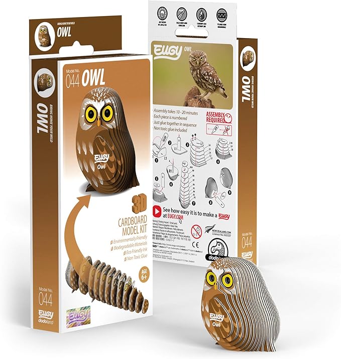 Eugy Owl 3D Puzzle, 24 Piece Eco-Friendly Educational Toy Puzzles for Boys, Girls & Kids Ages 6+