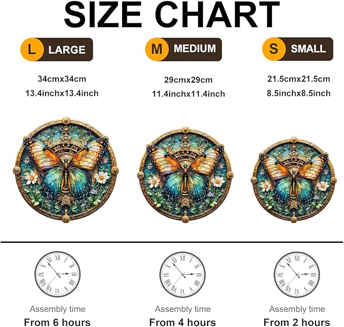 Jigfoxy Wooden Puzzle for Adults, Butterfly Jigsaw Puzzles for Adult, Unique Animal Shape Wood Cut Puzzles, Christmas Thanksgiving Gifts for Friends Family (M-11.4 * 11.4in-190pcs)