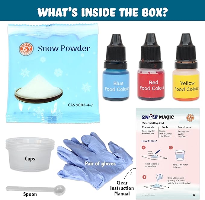 Butterfly EduFields Snow Magic Science Kit for Kids | DIY Instant & Colorful Snowman Activity | Educational STEM Kit | Birthday Return Gift | Party Favor | Non-Toxic & Reusable | for Ages 4–15
