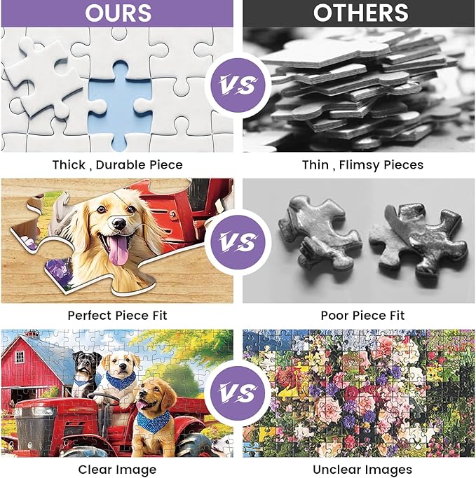 2-Pack 300 Pieces Puzzles for Kids, Farm Dog Puzzles 300 Pieces Spring Flowers Birds Jigsaw Puzzle for Adults, Large Piece Puzzle, Puzzle Toys for Boys and Girls, Family Activity Game Nights Gifts