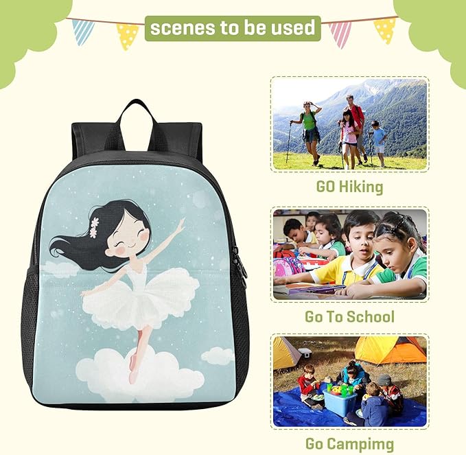 Cartoon Ballerina Toddler Backpack for Boys Girls 3-6 Small Preschool Backpacks for Kids Elementary Mini Bookbag for Preschool for School