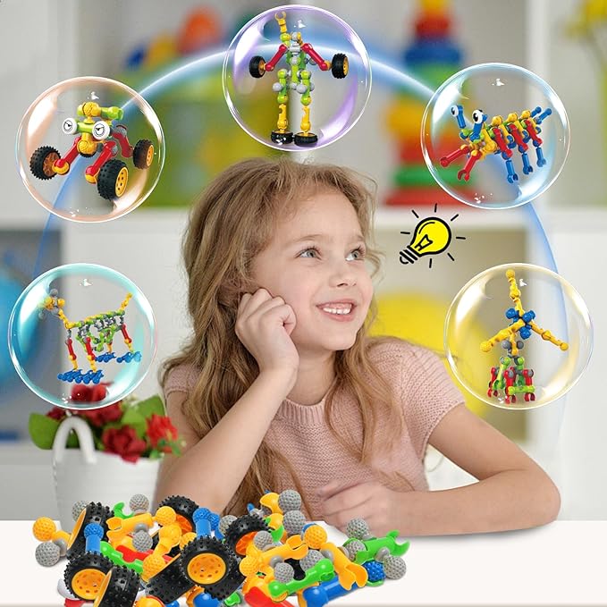 215 PCS Creative Building Blocks Playset Toy - Featuring Storage, Includes Dinosaur, Robot, Car, Spider, Dog Figure, Learning Toy for Kids, Birthdays Gift for Kids, Boys and Girls Ages 4-7, 8+