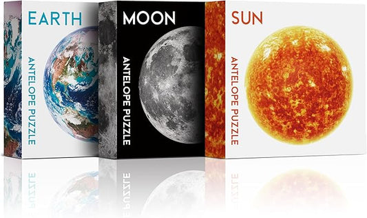 Antelope 3 in 1 1000 Piece Round Puzzle Bundle - Earth, Space, and Moon With Sun - Planet and Space Jigsaw