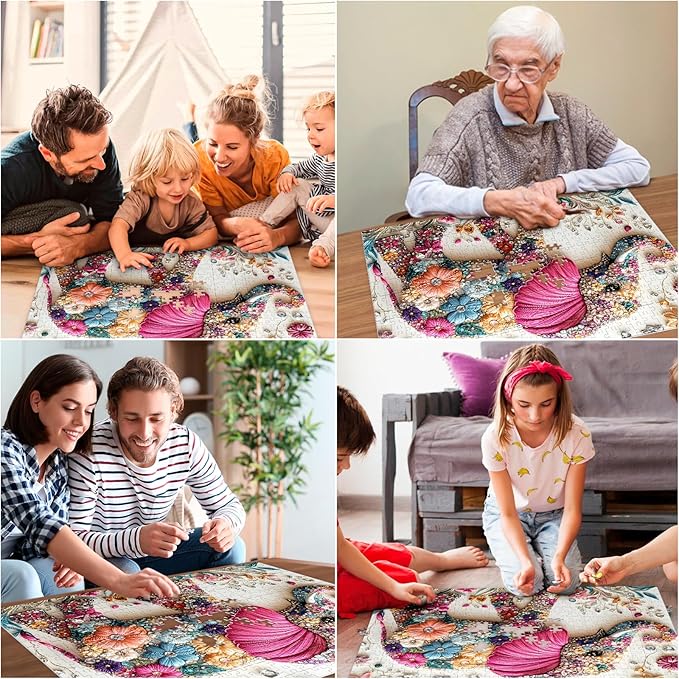 Puzzles 500 Pieces for Adults, Elephant Jigsaw Puzzle 500 Pieces for Adults Seniors Kids, Colorful Crystal Flower Puzzles Beautiful Diamond Art Puzzle Challenging, Family Game Great Gift 20.5 * 15in