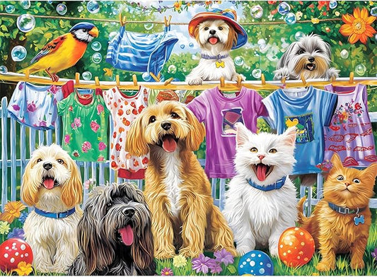 300 Piece Puzzles for Adults, Cute Dog Jigsaw Puzzle for Adults Children Elderly, Large Piece Fun Animal Puzzle for Kids Ages 8-10 10-12, Challenging Landscape Puzzles,Family Game Great Gift 20.5*15in