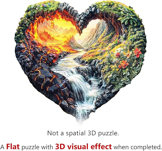 KAAYEE Wooden Puzzles for Adults, 3D Visual Effect Eternal Flow Wooden Jigsaw Puzzle Unique Shape Wood Puzzle Adult, 3D Effect Flat Puzzle Birthday Family Game (M-11.4 * 11.1in-180pcs)