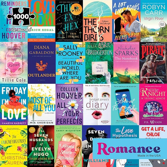 Re-marks Romance Novels Collage Puzzle, 1,000-Piece Literary Jigsaw Puzzle for All Ages