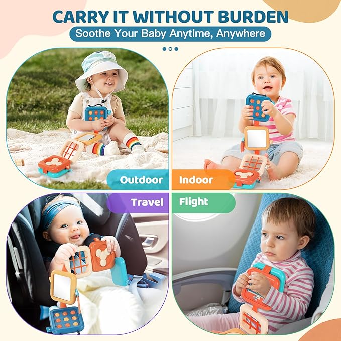 Busy Board for 1 Year Old, Travel Toys for Toddlers 1-3, Montessori Busy Board - Car Airplane Essentials, Sensory Activity Cube Birthday Gifts for Baby Infant Boy Girl