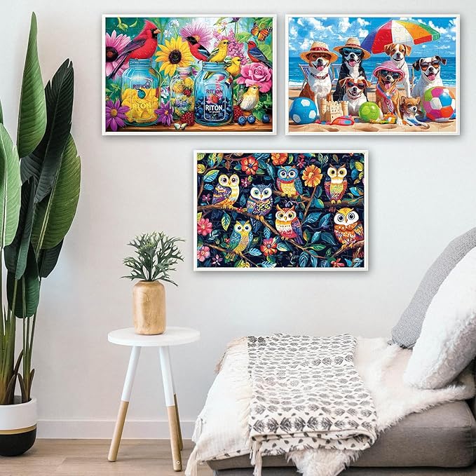3 Pack 100 Piece Puzzles for Kids, Dog Parrot Bird Jigsaw Puzzle for Kids Age 4-6 6-8 8-10,Large Piece Puzzle,Recycled Paper,Bright & Colorful Educational Puzzle,Great Unique Gift for Boys Girls