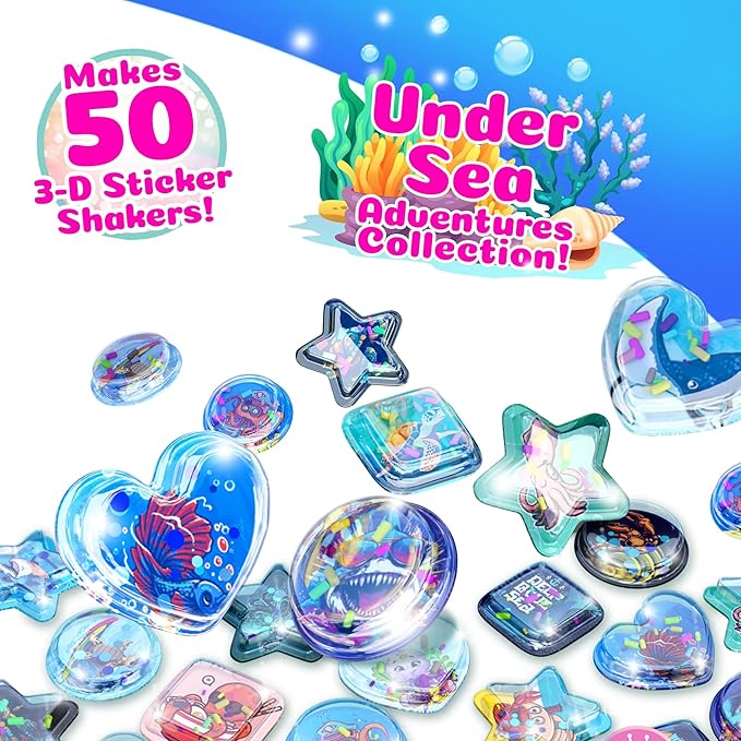 ILY 3D Sticker Maker Refill Pack – Undersea Adventure | DIY Arts & Crafts Kit for Kids Ages 6+ | Creative Toy Gift Set with 50+ Custom Refills for Boys & Girls