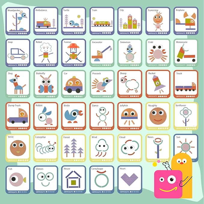 Wooden Shape Puzzles for Toddlers 3+ Years Old，Wooden Pattern Blocks Set Montessori Toys, Back to School, Preschool Education Activity STEM Gift for 3 4 5 Years Old Kids (100 PCS)