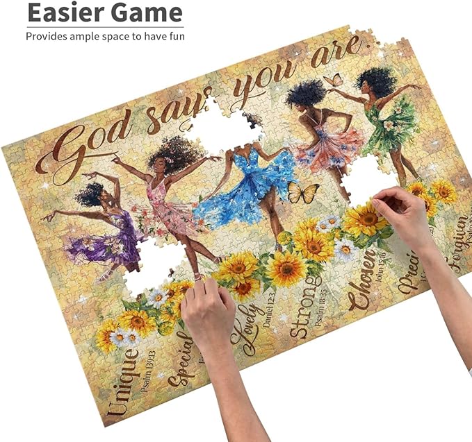 Christian Puzzles for Adults 1000 Pieces African American Ballet Dancer Jigsaw Puzzle God Says You are Inspirational Bible Puzzle Wall Decor