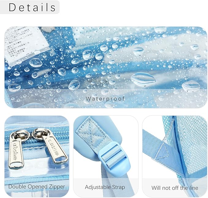 abshoo Large Clear Backpack For Girls Women Clear School Bookbag Heavy Duty Transparent Backpacks for Girl (Sky Blue)
