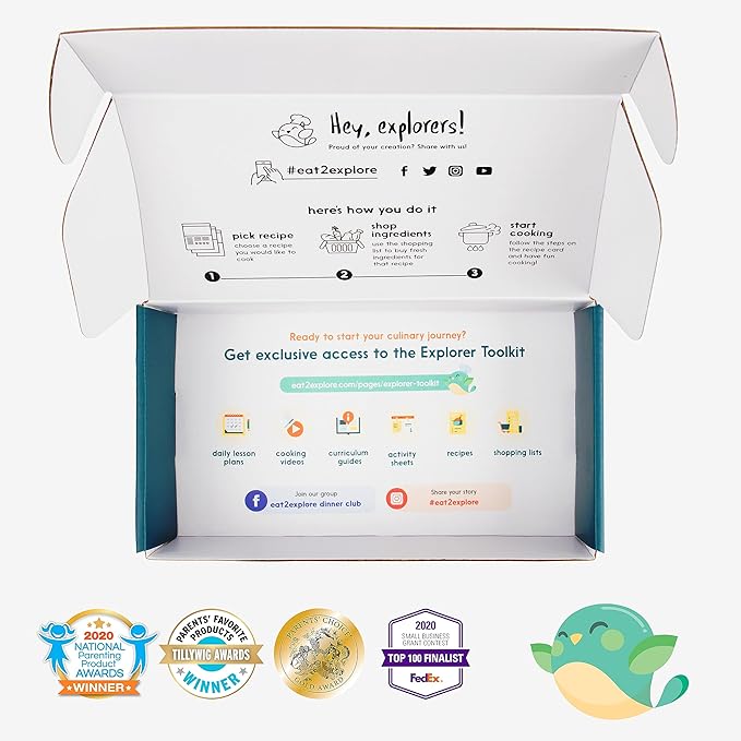 eat2explore Kids Real Dessert Baking Kit for Families | Includes 3 Recipe Cards from Japan, Turkey and Columbia with Key Ingredients, Baking Tools, Fun Kids Explorer Guide | Explore World