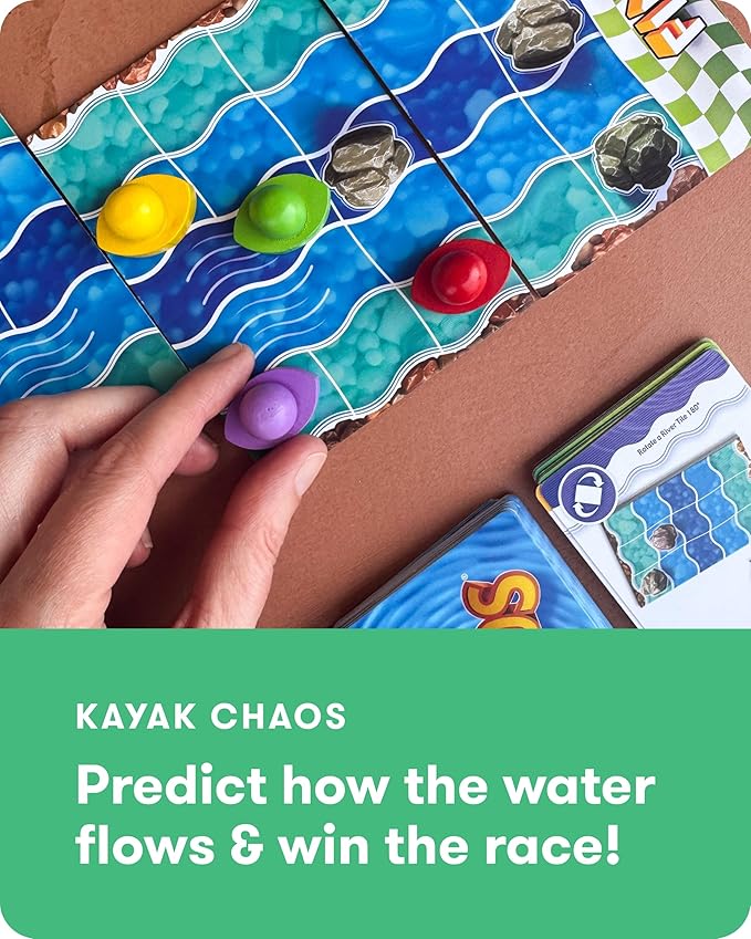 SimplyFun Kayak Chaos - Family Strategy Board Games - 2-4 Players, Ages 8 & Up - Planning & Predicting Skills - Fun River Adventure Game