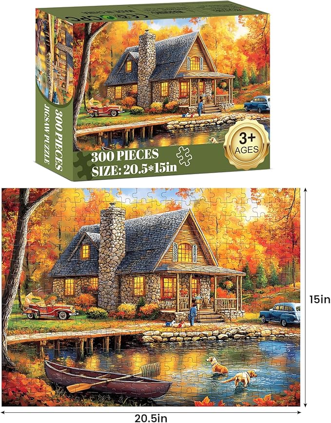 300 Piece Puzzles for Adult Jigsaw Puzzles Yellow Forest Boat Puzzle 300 Pieces Jigsaw Puzzles for Adult Kids Elderly Family Challenging Puzzles Game Home Decor Gift Toy 20.5x15IN