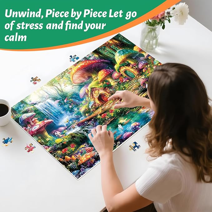 300 Piece Puzzles for Adults – Jigsaw Puzzle Mushrooms Forest Puzzle for Adults, Kids, and Seniors – Challenging Puzzle Gift for Family Fun, Home Decor & Wall Art, 20.5 x 15 in