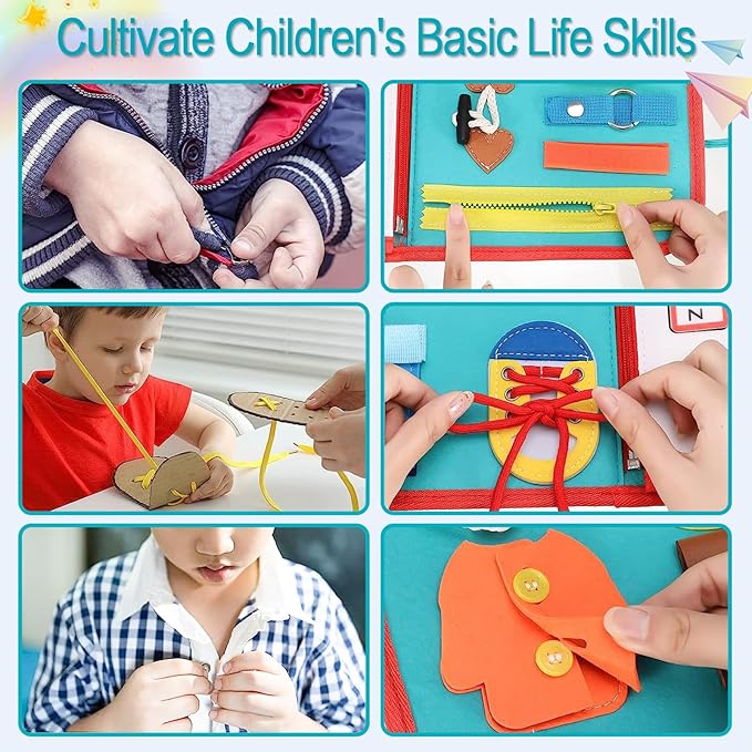 Busy Board for 1 Year Old Sensory Toys for Toddlers 1-3 Montessori Learning Busy Book for Boys Girls Preschool Toys Gift (Green)